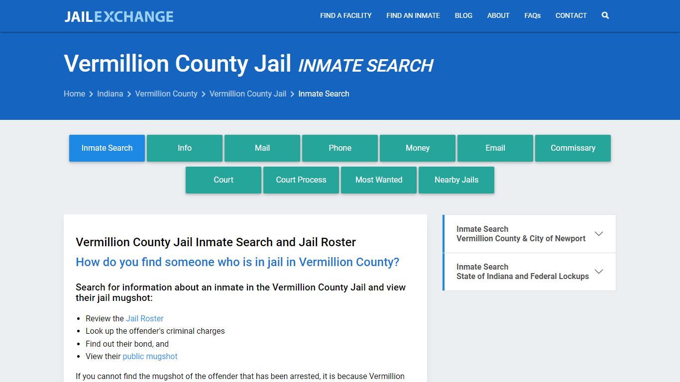 Vermillion County Jail Inmate Search - Jail Exchange